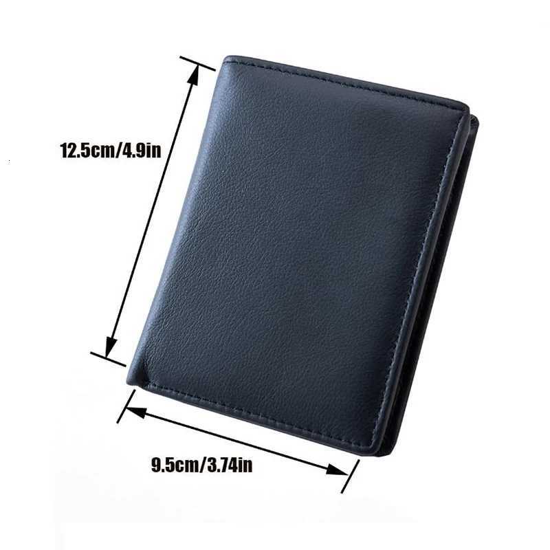 New Mens Genuine Leather Wallet Business Vertical Three-Fold Holder Zipper Coin Purse Mens RFID Anti-Theft Wallet XJ250806