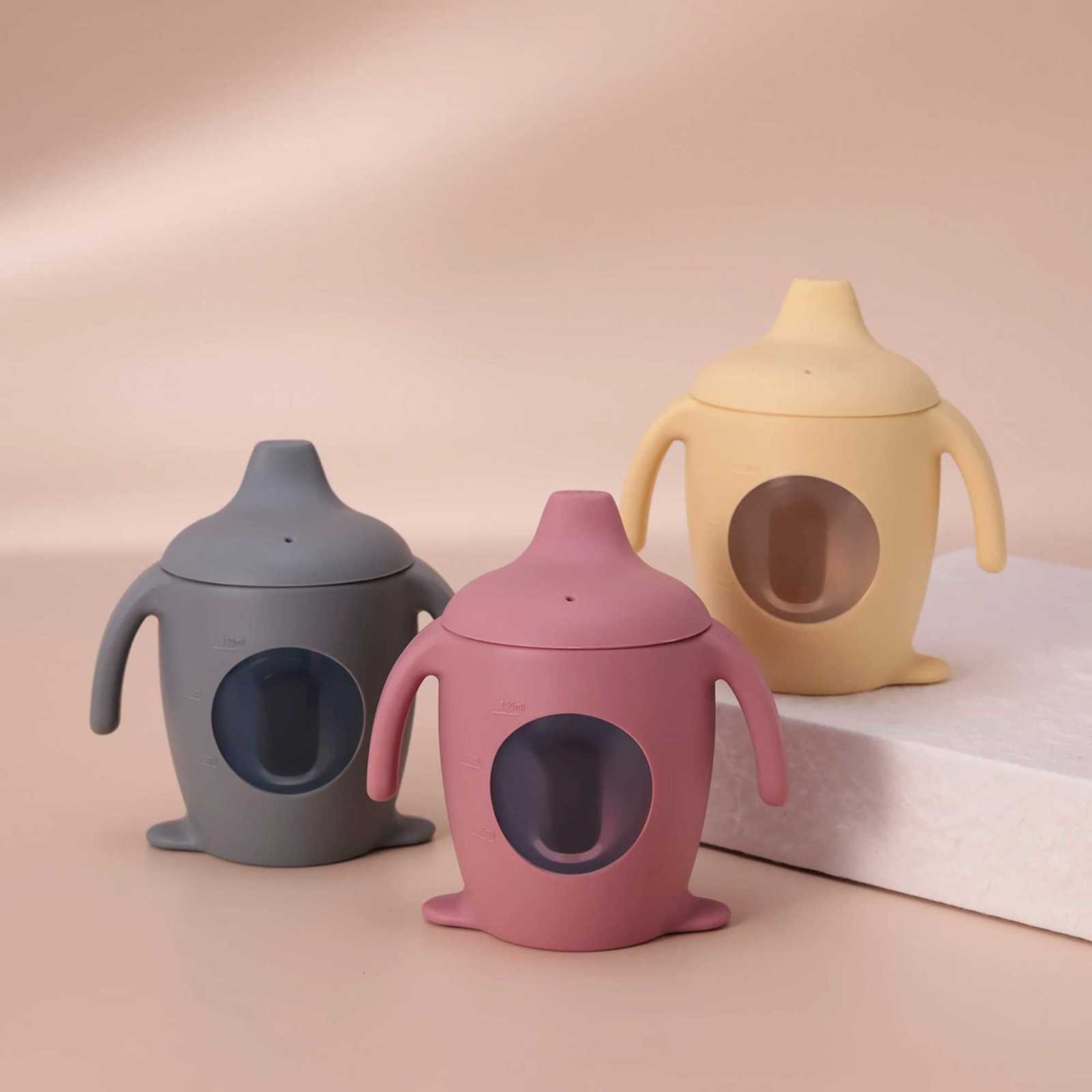 1PC Penguin Shape Silicone Feeding Sippy Cup BPA Free Baby Water Bottle Transparent Leakproof Portable Infant Cup Baby Supplies X250806