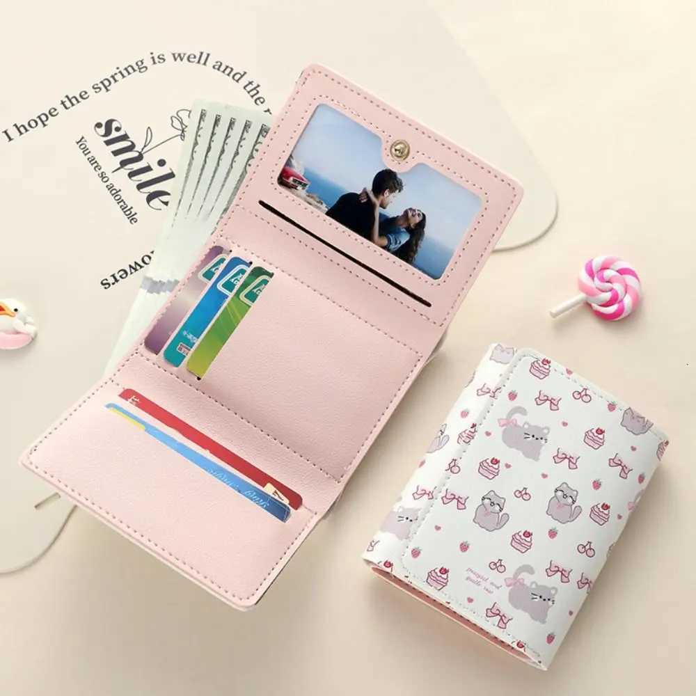 ute Tsartun Kitty Boknot Short Wallet Gig Huality PU Leather Coin Purse Women Girl Money Bag Card Holder Hift XJ250806