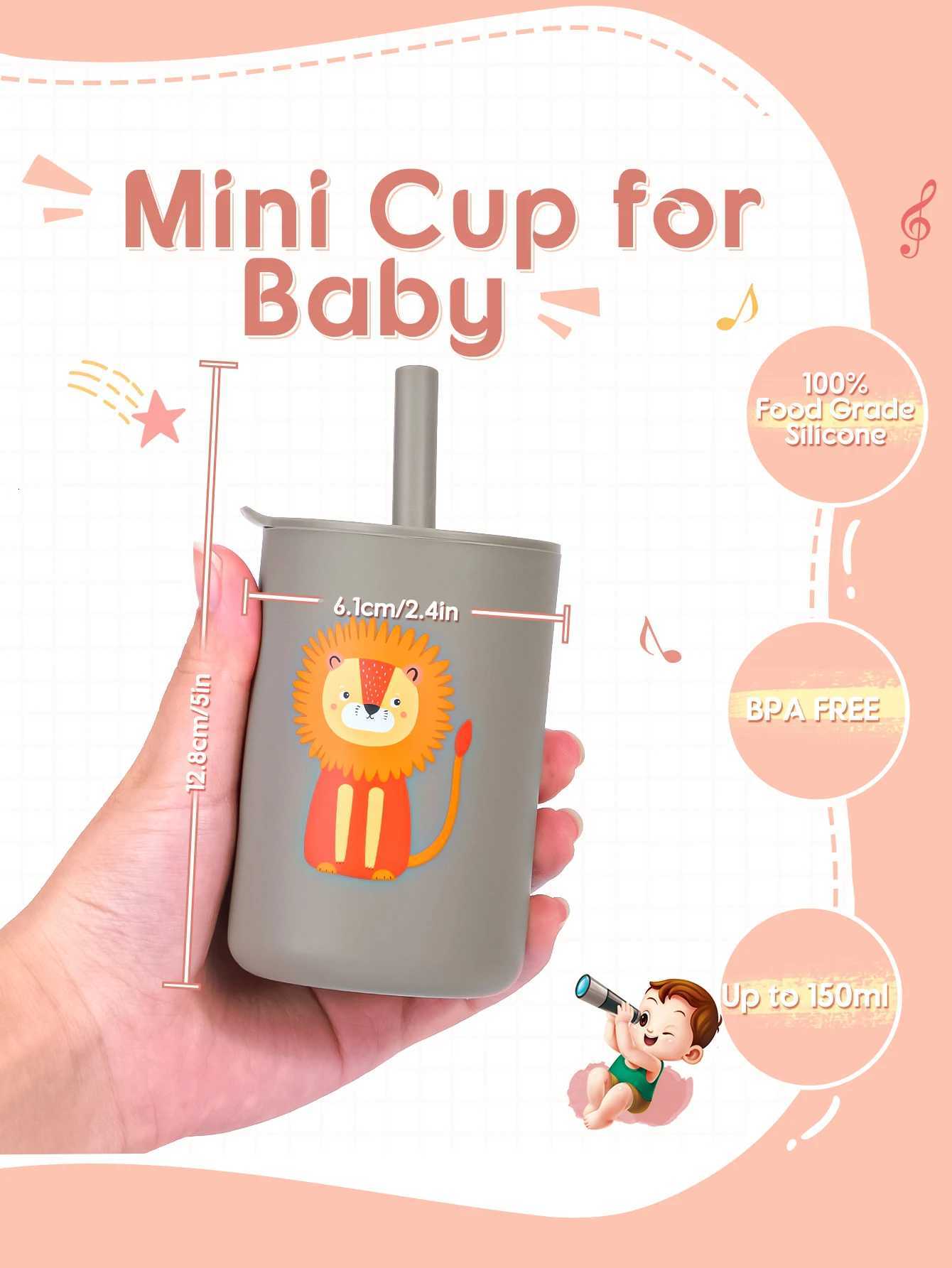 1Pc Baby Feeding Straw Cup Baby Cartoon Learning Feeding Cup Food Grade Silicone Toddler Water Bottle Tableware BPA Free X2508061