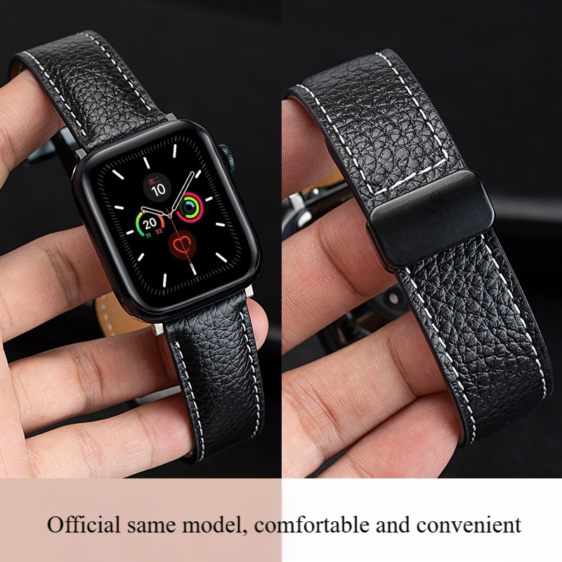 Soft Genuine Leather Metal Magnet Buckle Strap Compatible with Full Range of Models - CX858