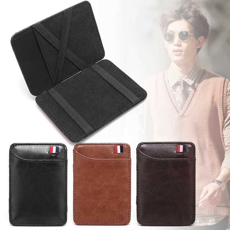 Ultra Thin Mens PU Leather Mini Small Magic Wallet Money Cash Card Holder Purse Birthday Gift for Father Boyfriend XJ250806