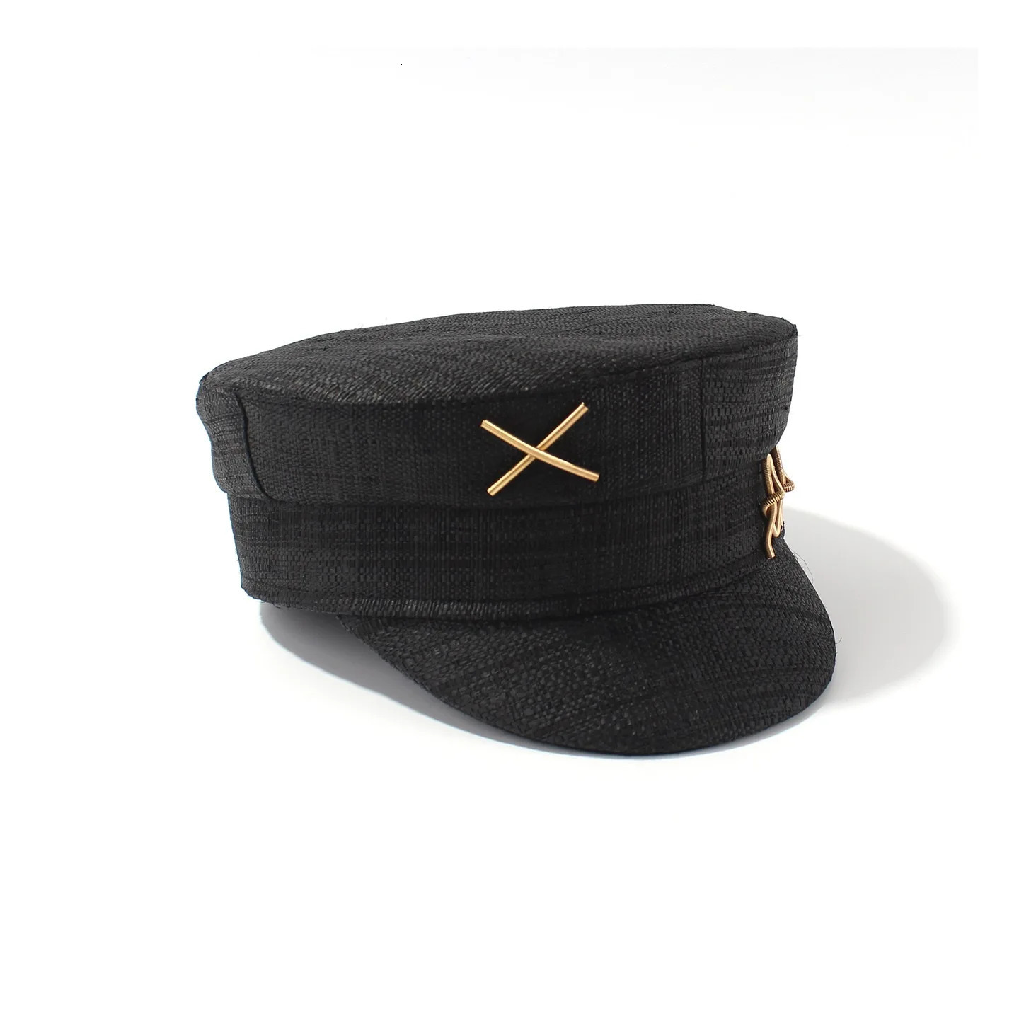 Fashion Beret RB Letter Military Hats For Women Casual Travel High Quality Black Raffia Straw Flat Top Hat Baseball Cap 250806