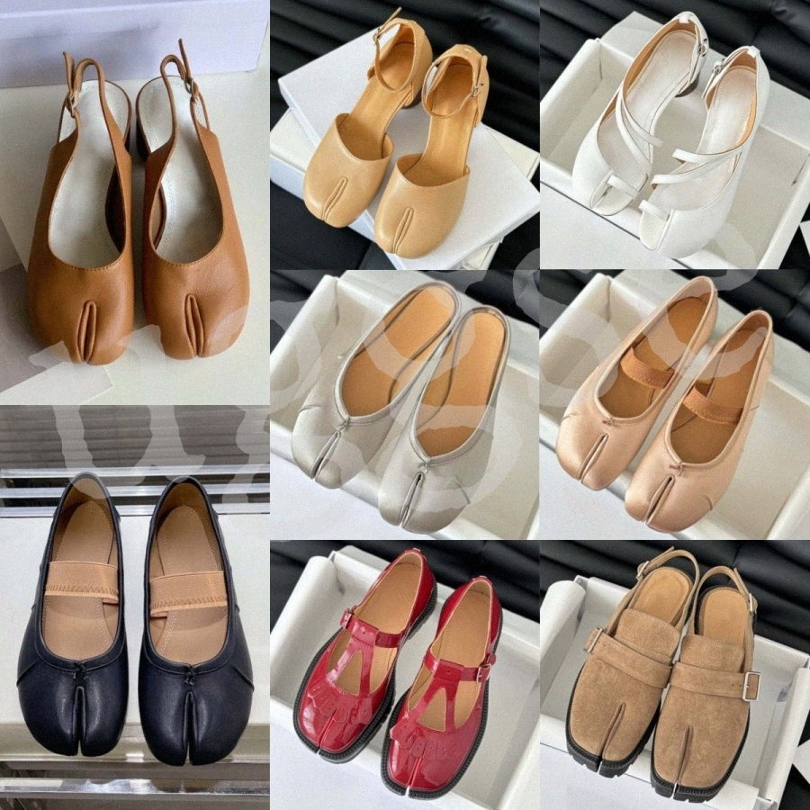 Tabis Shoes Tabi Split Toe Classic Ballet Flat designer ballerina Shoess Casual Shoe Black White Silver Ankle Lamb Leather topXkOs#