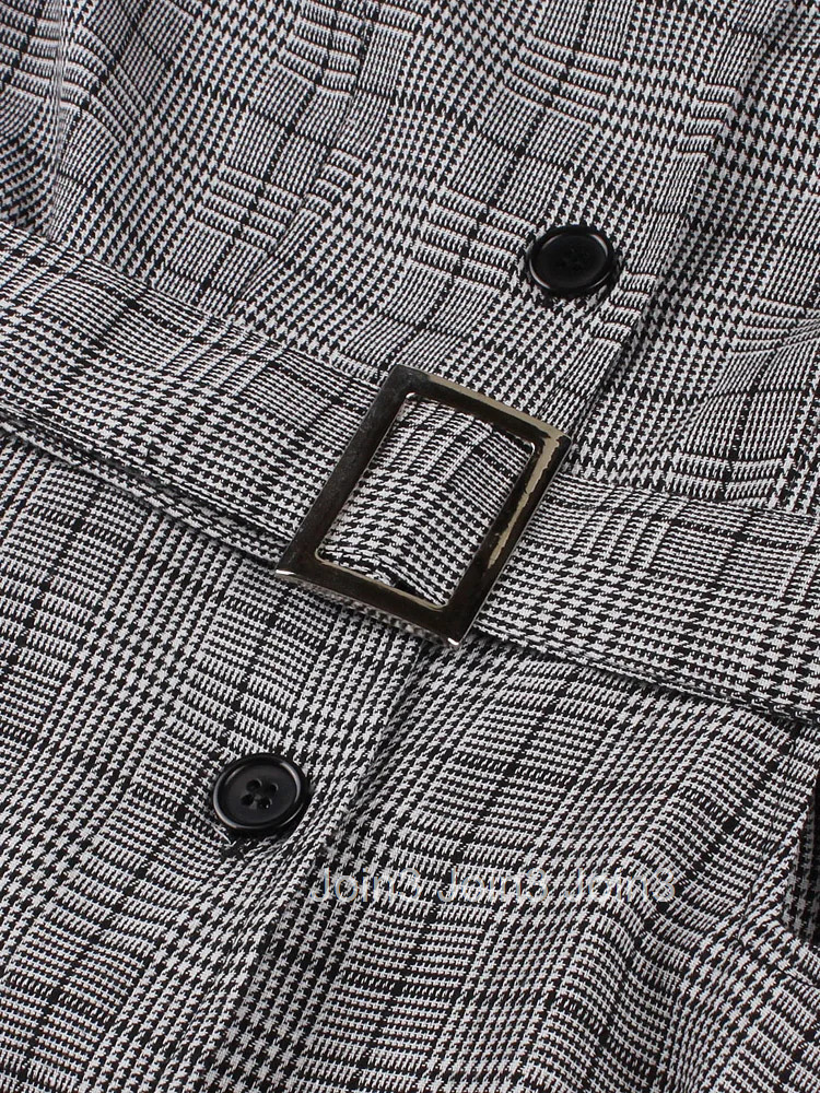 Tonval Turn Down Collar Button Up Half Sleeve Pocket Swing Dress Vintage Clothes for Women Spring Summer Plaid Dresses Elegant