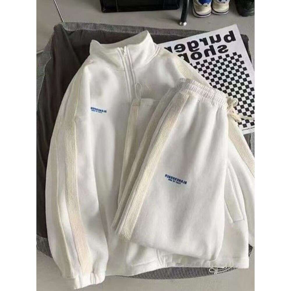 Juspinice Spring Autumn Two-Piece Hooded Jacket Zipper Sweatshirt Pants Y2k Street Casual Sports Suit Men Clothing