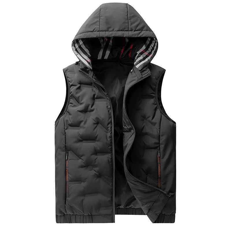 Mens Warm Down Vest Hooded Warm Wind-proof Fashion Simple Design Loose Version of The Comfortable Fabric Skin-friendly Coat W250806