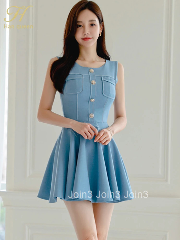 Summer Clothing Elegant Party Dresses Sleeveless Fashion Simple A-Line Vestidos Casual Office Short Dress