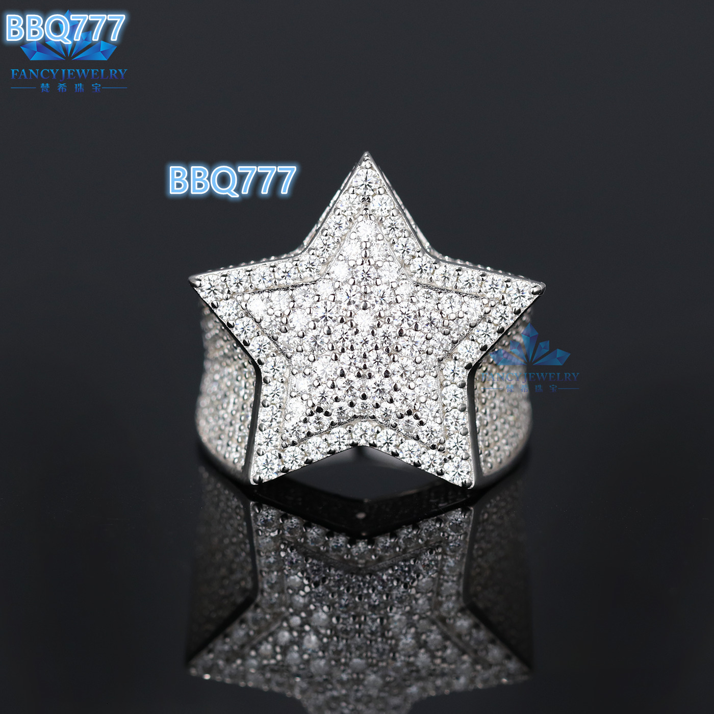 2025 Mens Womens Hip Hop Fine Jewelry 925 Sterling Silver VVS Moissanite Cluster Star Ring Iced Out Passd Diamond Tester