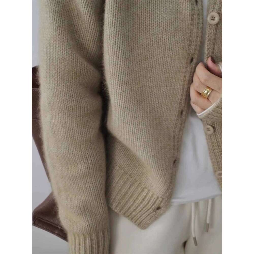 Autumn And Winter New Cashmere Cardigan Women's Thick Lapel French Single Breasted Wool Knit Sweater Coat Trend 250806