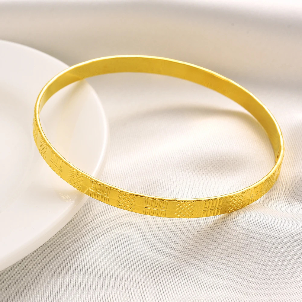 Ethpion 68MM 24K Ethiopian Wave Dubai Trendy Wedding Bangle for Women Arab African Gold Color Bracelet Jewelry Middle East Gifts 250805