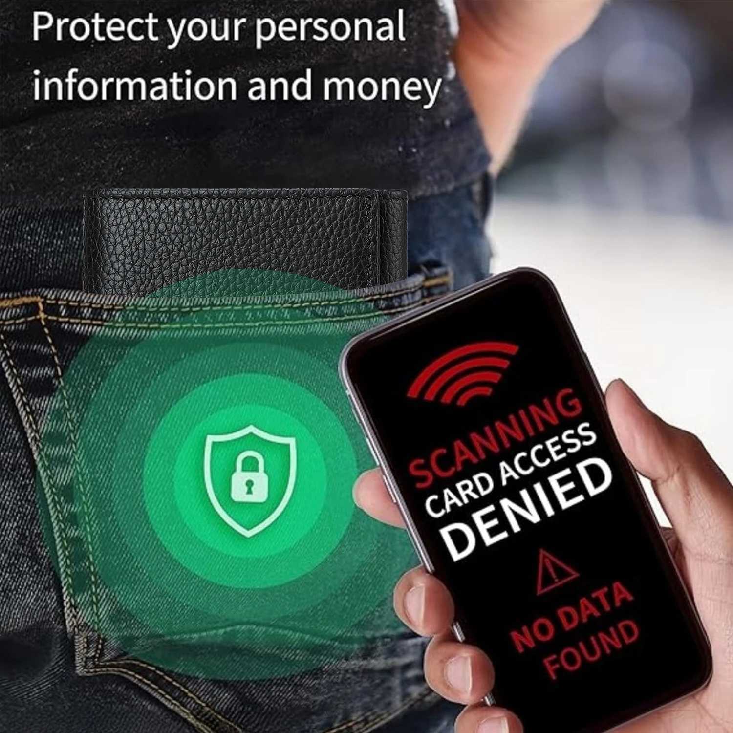 Mens minimalist wallet mens tri-fold wallet with RFID shielded genuine leather wallet and packaging box XJ250806