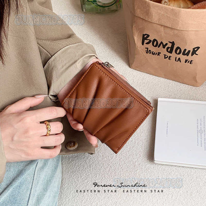 New Womens Card Holder Wrinkled Simple Mini Small Card Holder Multi-card Slot Solid Color Versatile H250806