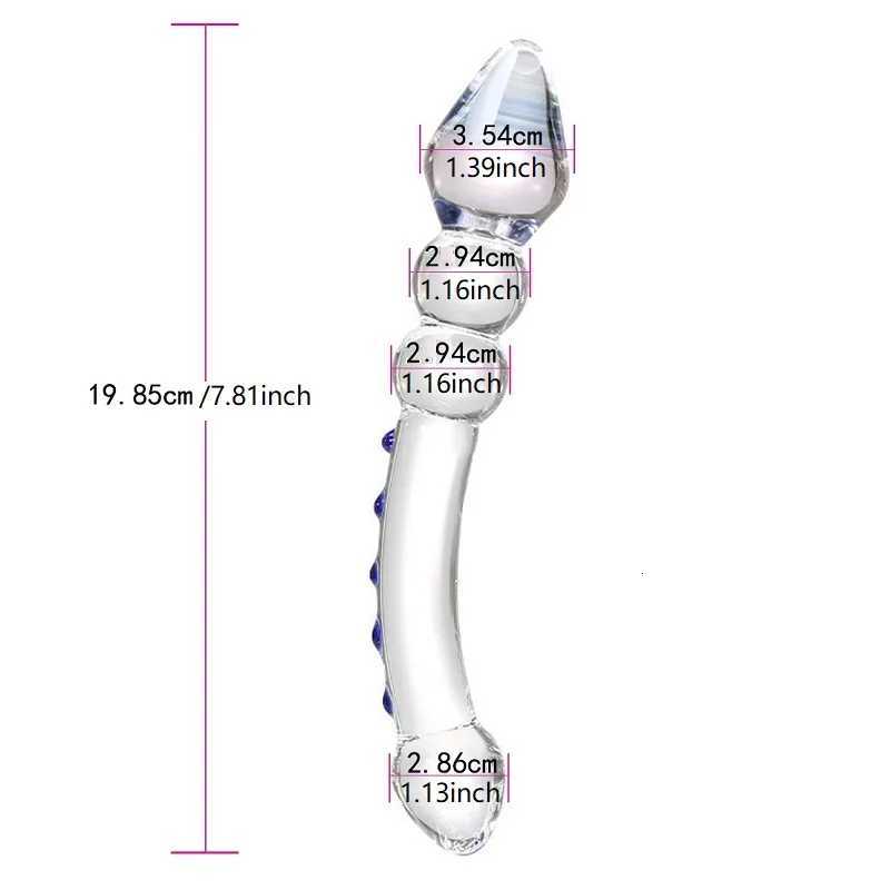 Double Ended Crystal White Pyrex Glass Dildo Artificial Penis Granule Spiral G Spot Massager Adult Toys Sex Toys for Women Gay XJ250806