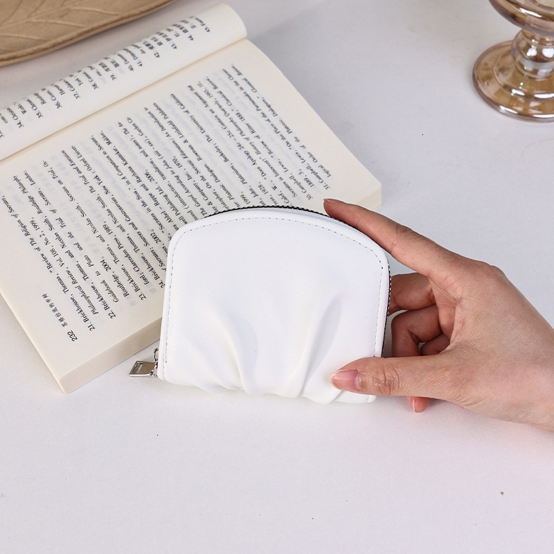 Korean Version INS New Style Wrinkled Wallet for Women Simple Cute Compact Internet Celebrity Solid Color Versatile Coin Purse WALLE