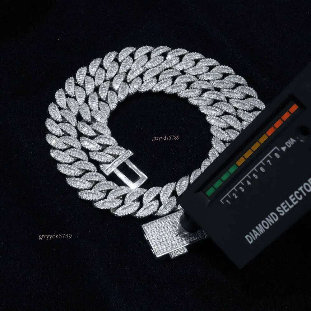 Hip-hop jewelry bracelets and necklaces16mm Moissanite Hip Hop Fine Jewelry Cuban Link Chains Men Iced Out Necklace Gold Plated Pass Dia Tester