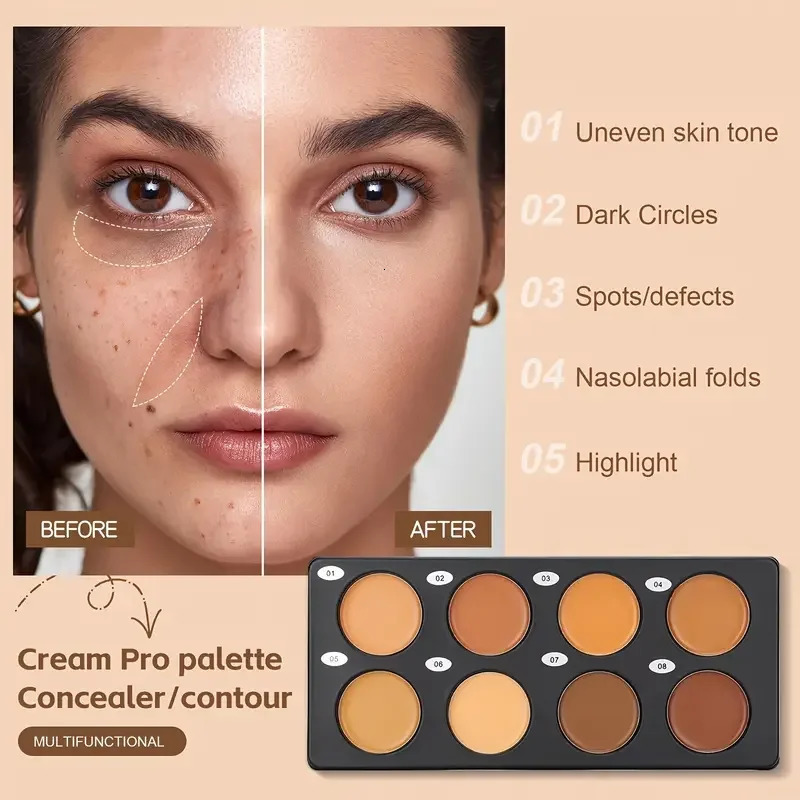 8-in-1 Makeup concealer PaletteFace Contour Concealer palette Waterproof3D Contouring Shadow Makeup Bronze makeup products 250730