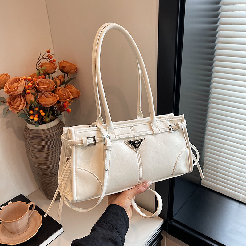 2025 new High - end Pleated Small - niche New Korean - style Fashion Solid - color Long - length Baguette Bag Single - shoulder and Cross - body Bag for Women