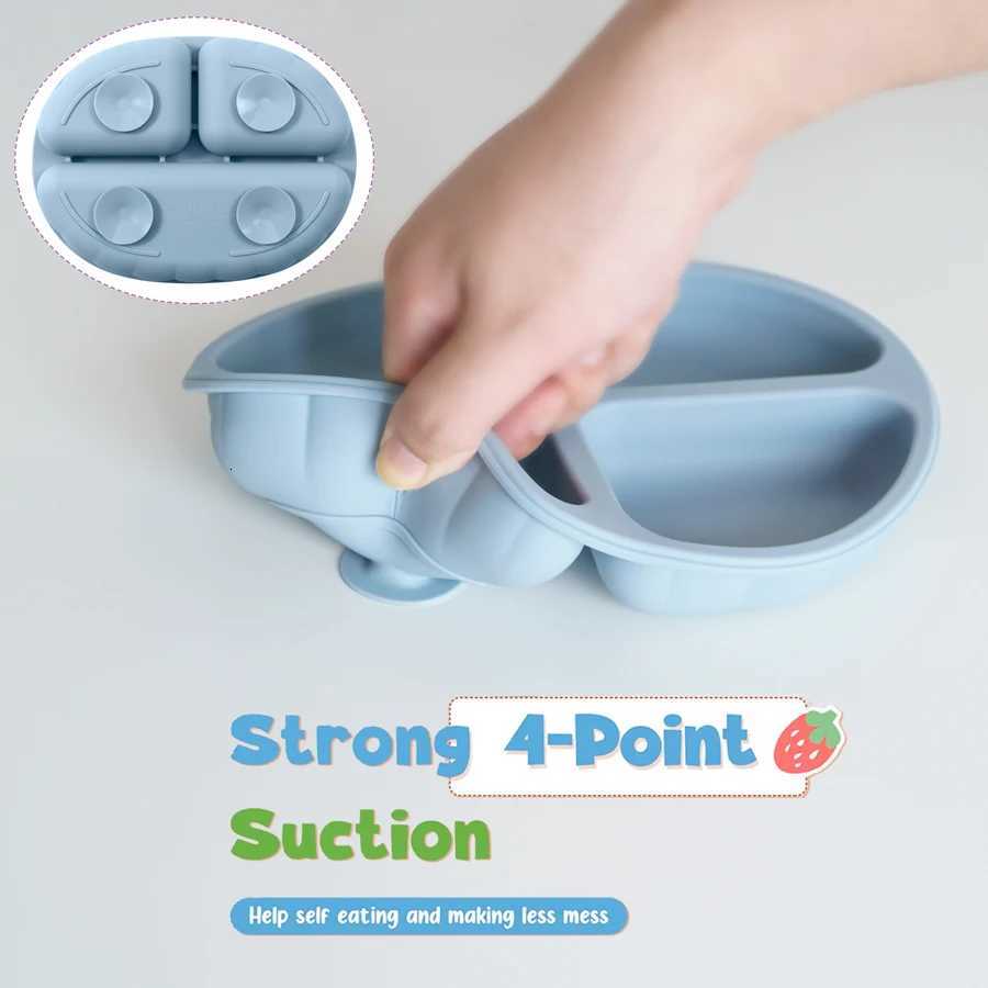 1PCS Baby Silicone Dishes Plate Kids Feeding Plate Sucker Bowl Solid Color Children Dishes Toddler Training Baby Tableware X250806
