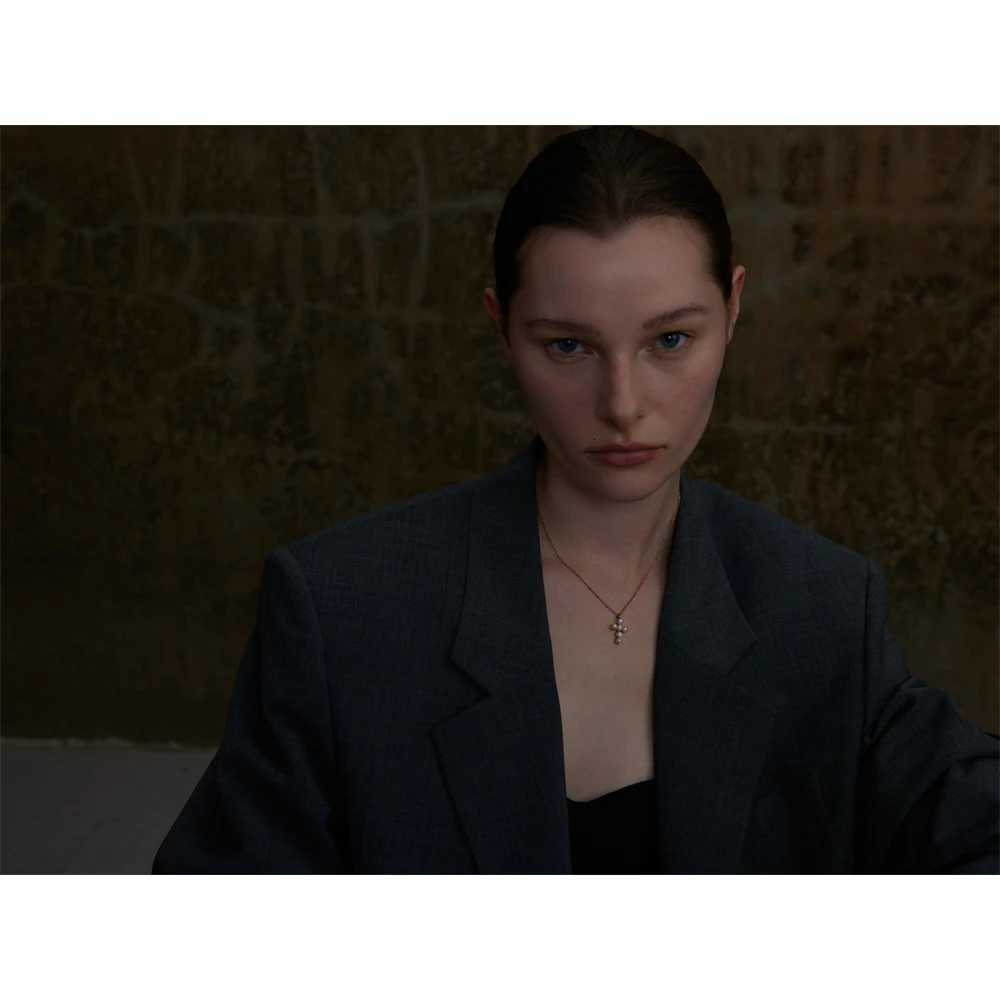 Yhpup Luxury Exquisite Stainless Steel Natural Pearl Fashion Cross Daily Necklace Jewelry Gift for Ladies Stylish Waterproof Y250805