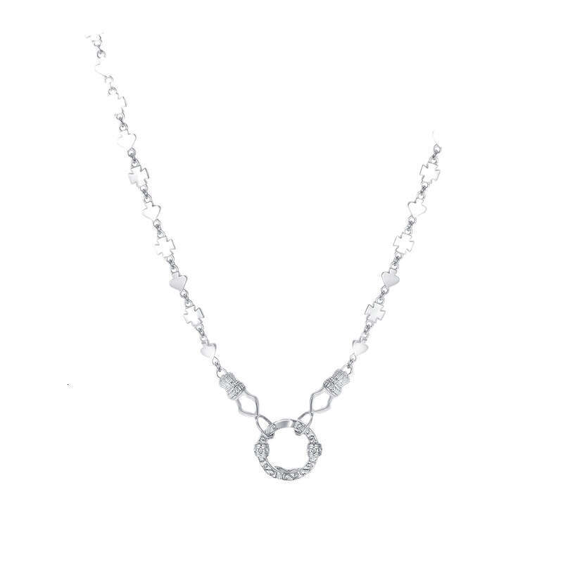 Iced Out VVS Personality Design Pendant Round Ring Collarbone Chain Elegant Simple Trendy Lock Necklace Gift for Women