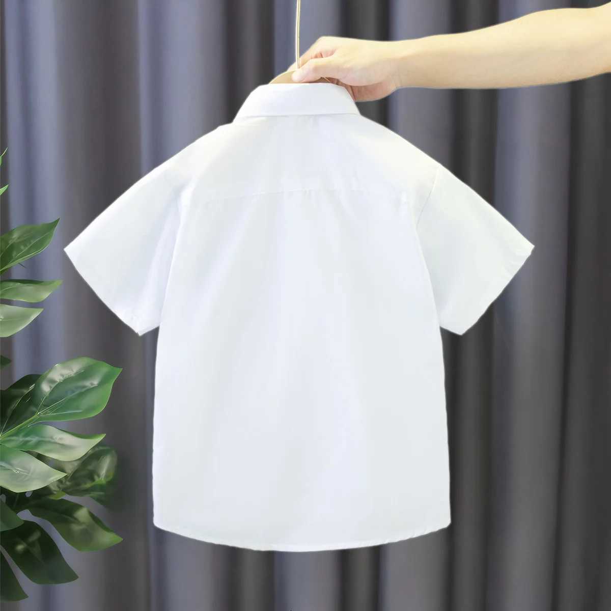 Summer New Baby Boy Shirt Simple Style White Short Sleeved Childrens Clothing Suitable for Heights of 120-180cm X250806