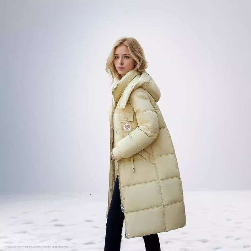 Women's Clothing Mid Length Warm New Fashion Winter Large Size Hooded Thickened Cotton Jacket Flat Coat