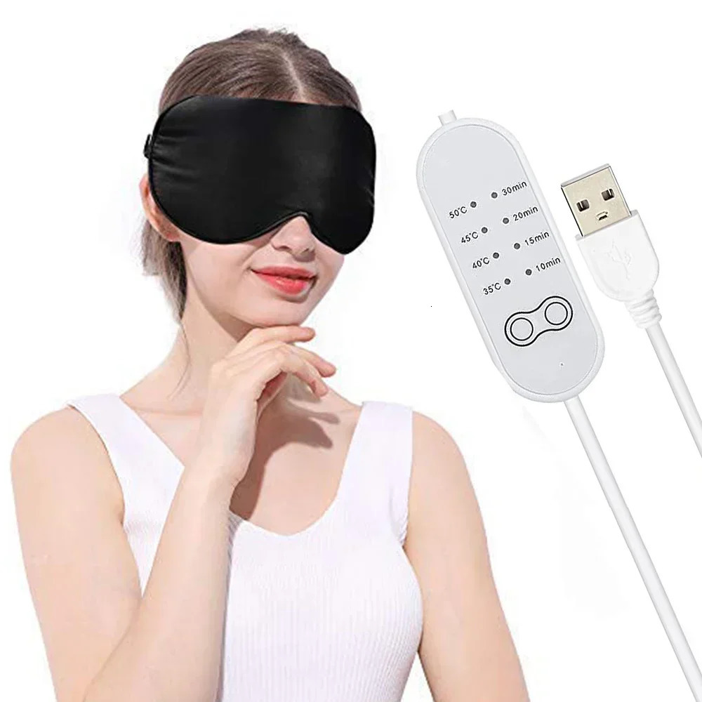USB Heated Eye Mask Reusable USB Silk Steaming Eye Mask Eye Massager For Sleeping Eye Puffiness Anti Dark Circle Patch Eye Care 250729