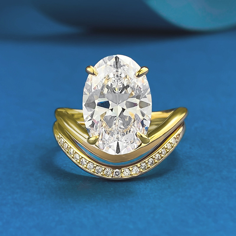 Hui Zhi Yi Jewelry New S Silver Oval Pigeon Egg 9*13mm Egg-Shaped mond Ring Stackable