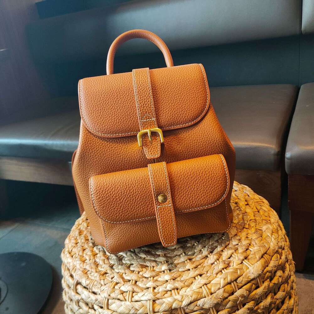 for Women New Trend Soft Top Layer Cowhide Casual Versatile Pure Leather Small Backpack designer bag B5