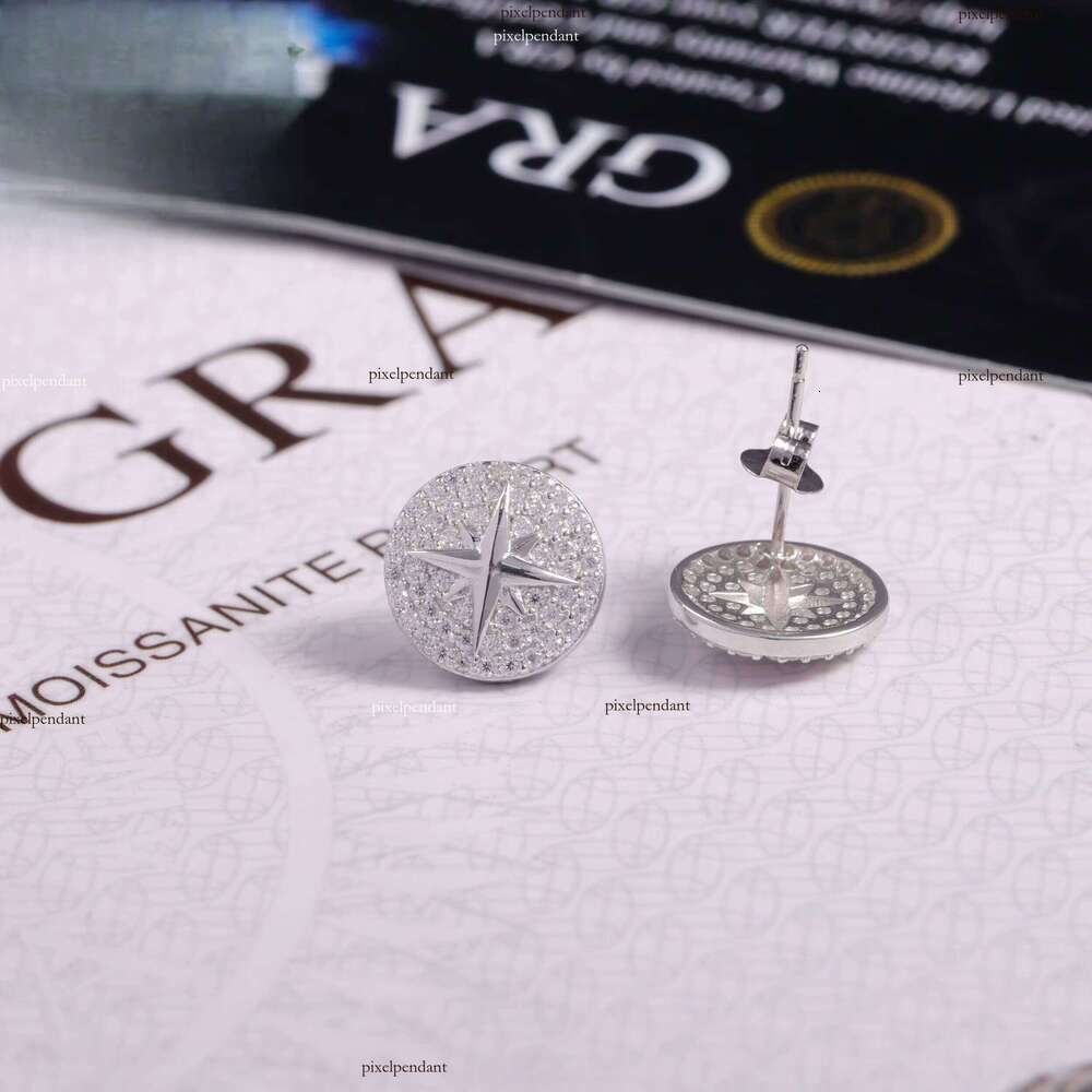 Fashion Jewelry S Men and Women Pure Sier Hip Hop Silicone Stone Stud Earrings