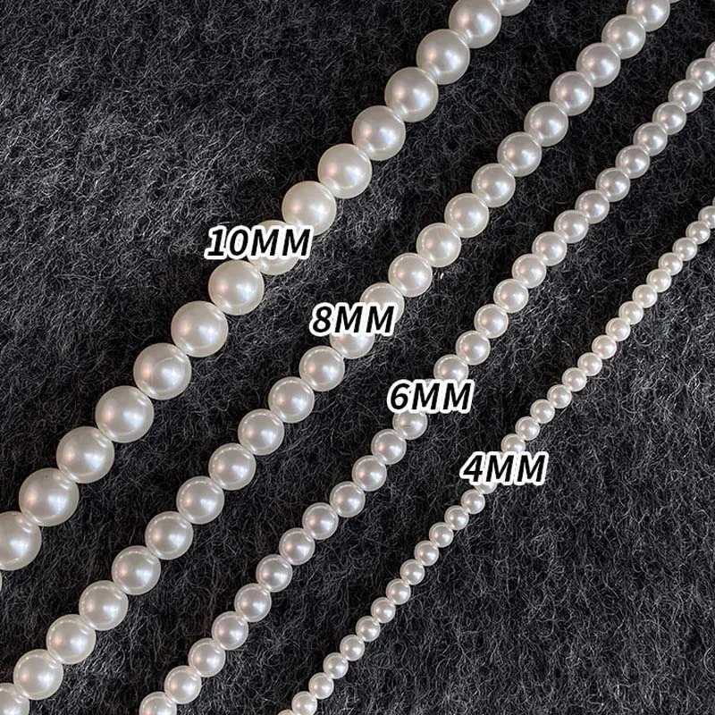 Fashion White Imitation Pearl Magnet Round Buckle Beaded Necklace for Women Elegant Clavicle Chain Necklace Wedding Jewelry Y250805