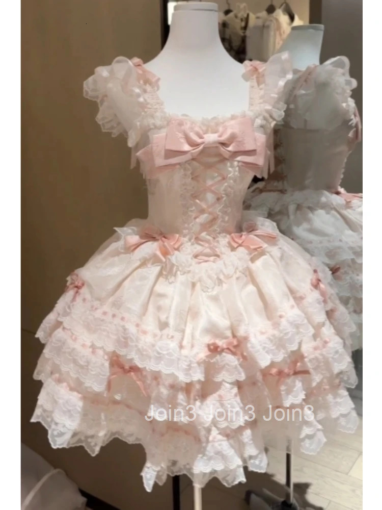 Summer Japanese Sweet Kawaii Lolita Dress Women Casual Cute Bow Puffy Princess Dress Y2k Fashion Elegant Evening Party Dress New