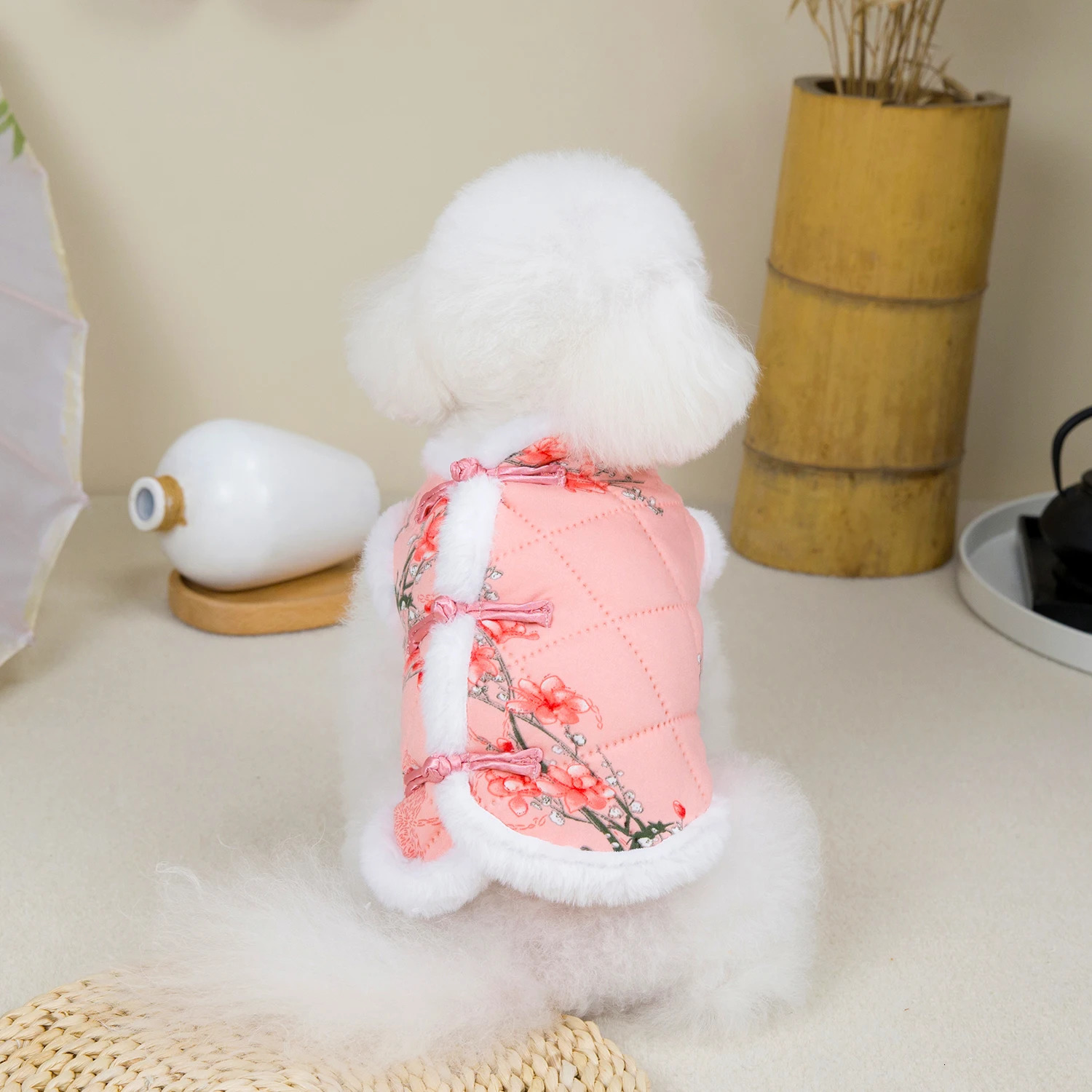 Year Chinese Style Pet Dog Tang Suit Warm Pet Vest Clothes Festival Small Dogs Winter Jacket Dog Costume Outfits 250805