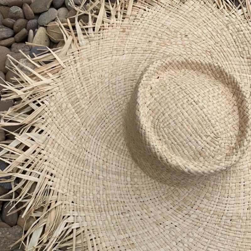 Natural Raffia Straw Hat Summer Hat Women Large Wide Brim Sun Protection Sun Hats Lady Gilrs Holiday Panama Beach Hat 250805