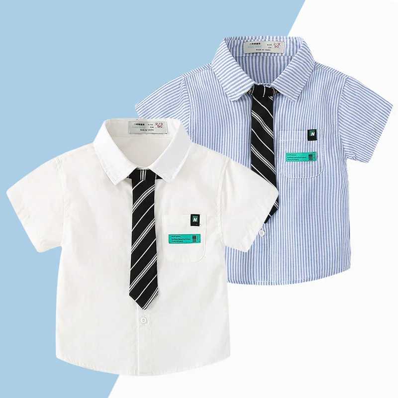 4-5 Years Old Boys Short Sleeve Shirt Summer Polo Shirts for Kids School Uniform Childrens Lapel Cotton White Shirt Toddler Blouse Baby Outfit X250806