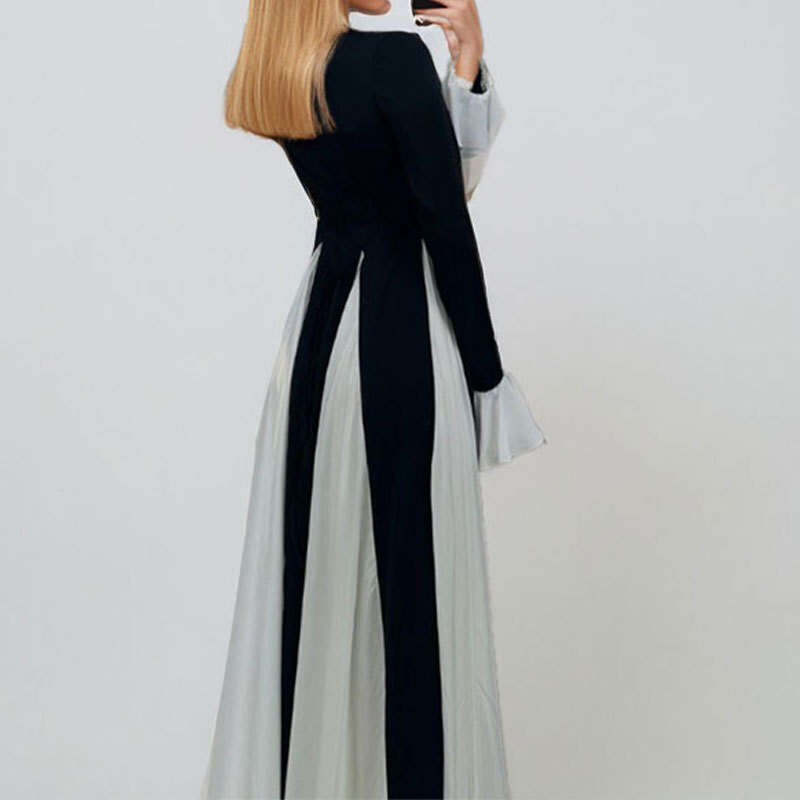 Spring New Women's Fashion Elegant Fashionable Solid Color Long Dress B5