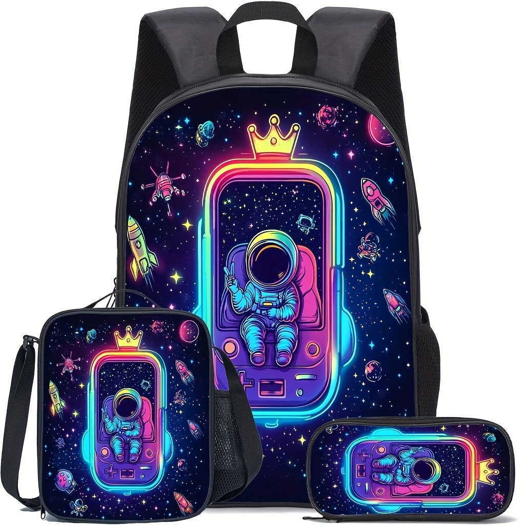 Printed Backpack Primary and Secondary School Students Schoolbag Large Capacity Backpack Shoulder Bag Pencil Case Three-piece Set 250815