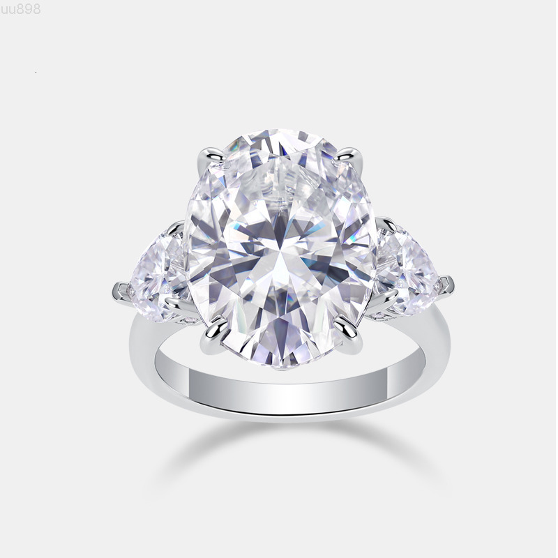 925 Sterling Silver Moissanite Eternity Ring New Married Womans Finger Jewellery Inspired VVS 12CT Big Oval Moissanite Ring
