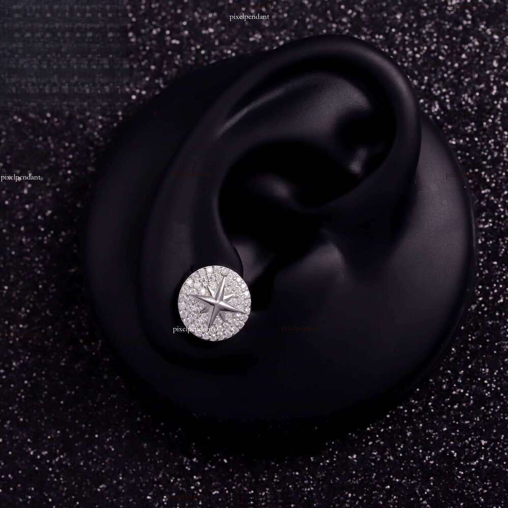 Fashion Jewelry S Men and Women Pure Sier Hip Hop Silicone Stone Stud Earrings