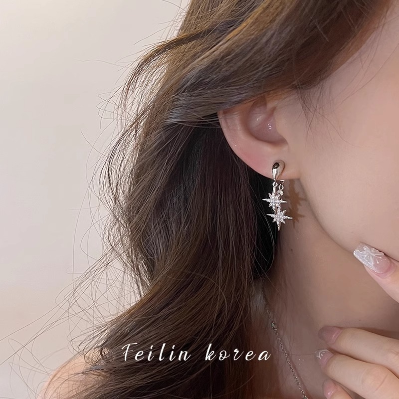 Y2K Sweet And Cool Spicy Girl Zircon Octagonal Star Earrings, Free Shipping, Designer Women's Luxury Jewelry, Personalized Rhinestone Fashion Acc