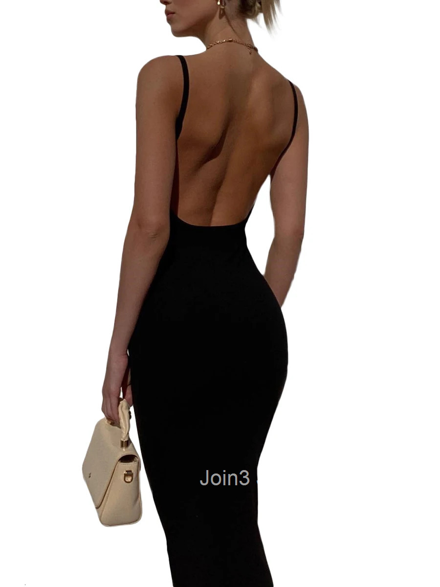 Women Backless Maxi Dress Sleeveless Bodycon Sexy Open Back Cutout Long Dresses Elegant Cocktail Party Tank Dress