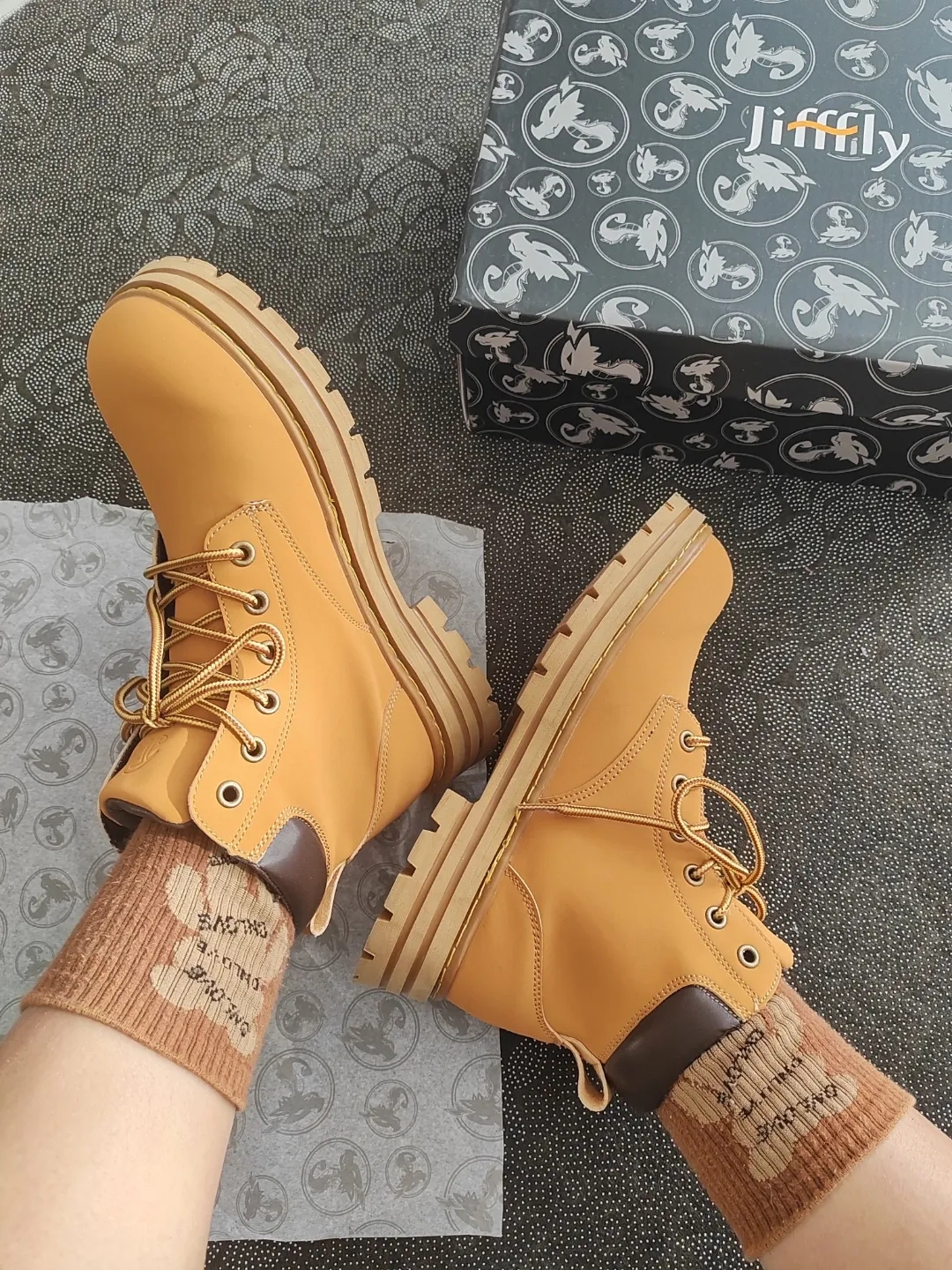 Jifffly unisex Martin with increased height, wear resistance, and new thick wool British workwear, outdoor casual yellow boots