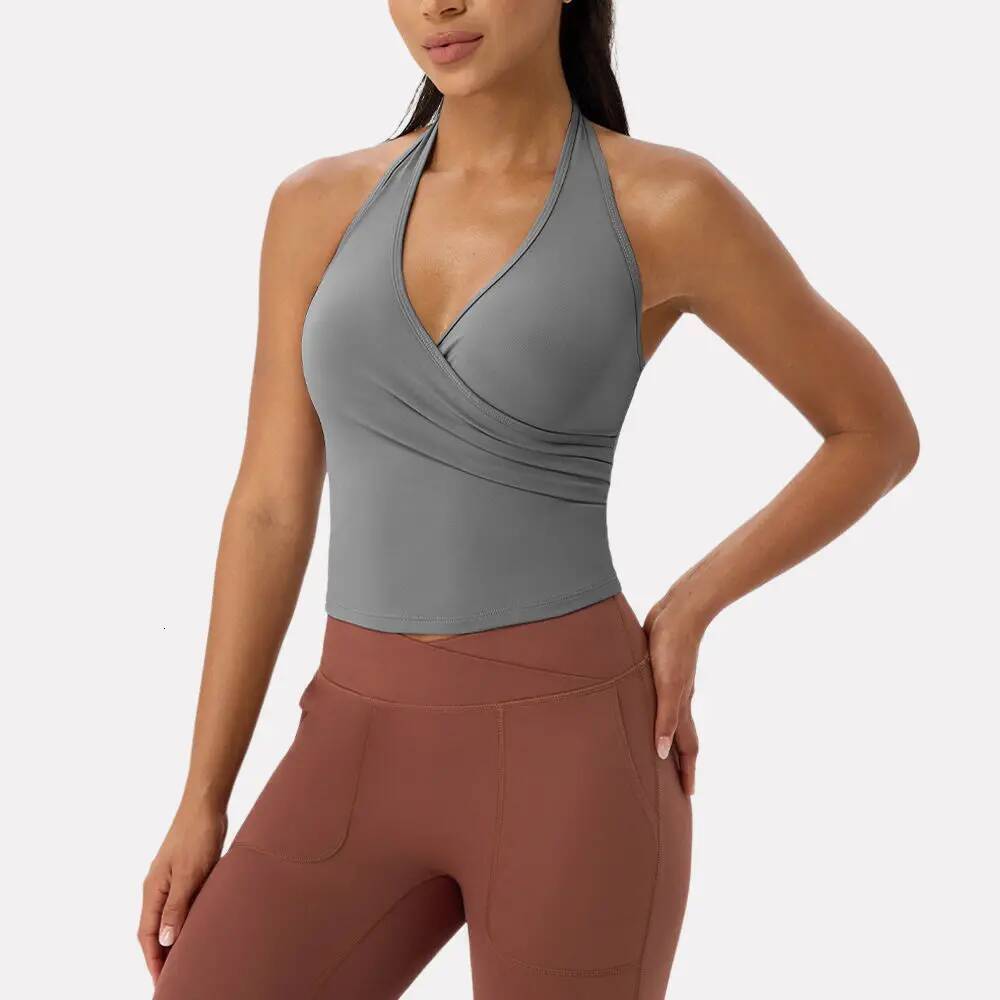 Summer Women's Halter Neck Gym Bra Sexy Yoga Fiess Tank Top Slim-Fit Quick-Dry Sports Running Vest