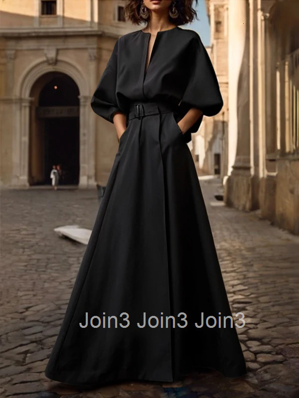 Creation Dresses Woman Summer Spring Deep V-Neck Wedding Evening Birthday White Black Simple Maxi Dress