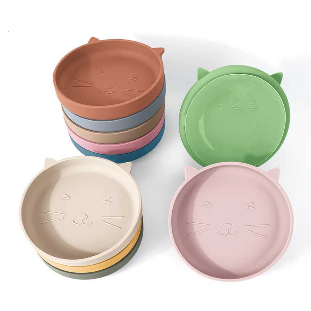 1PC Silicone Baby Dishes Suction Dining Plate Cartoon Cat Shape Baby Plates Eating Training Baby Food Storage Kids Tableware X250806