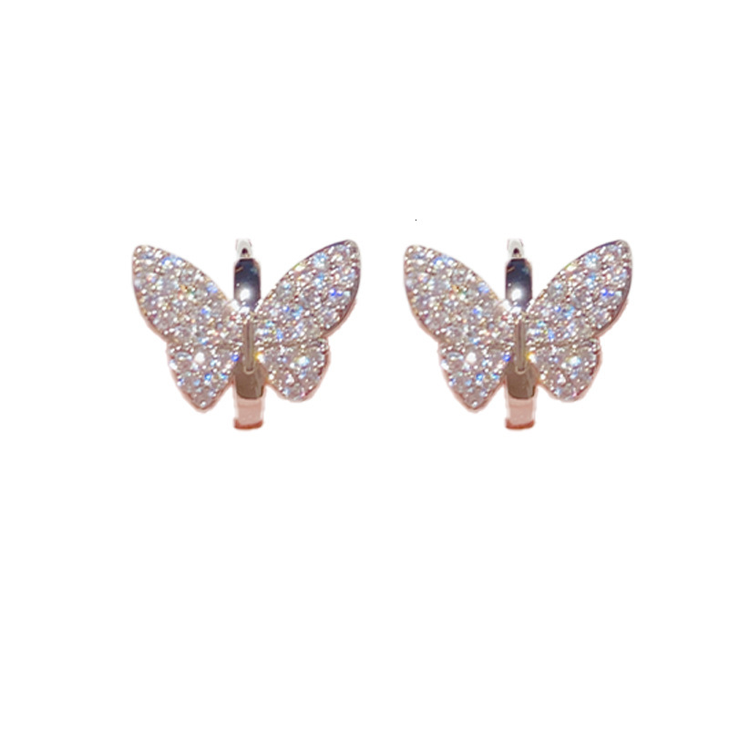 TikTok Same Style Fashionable Elegant High-end Micro-inlaid Butterfly Simple Niche Design Versatile Commuting Earrings