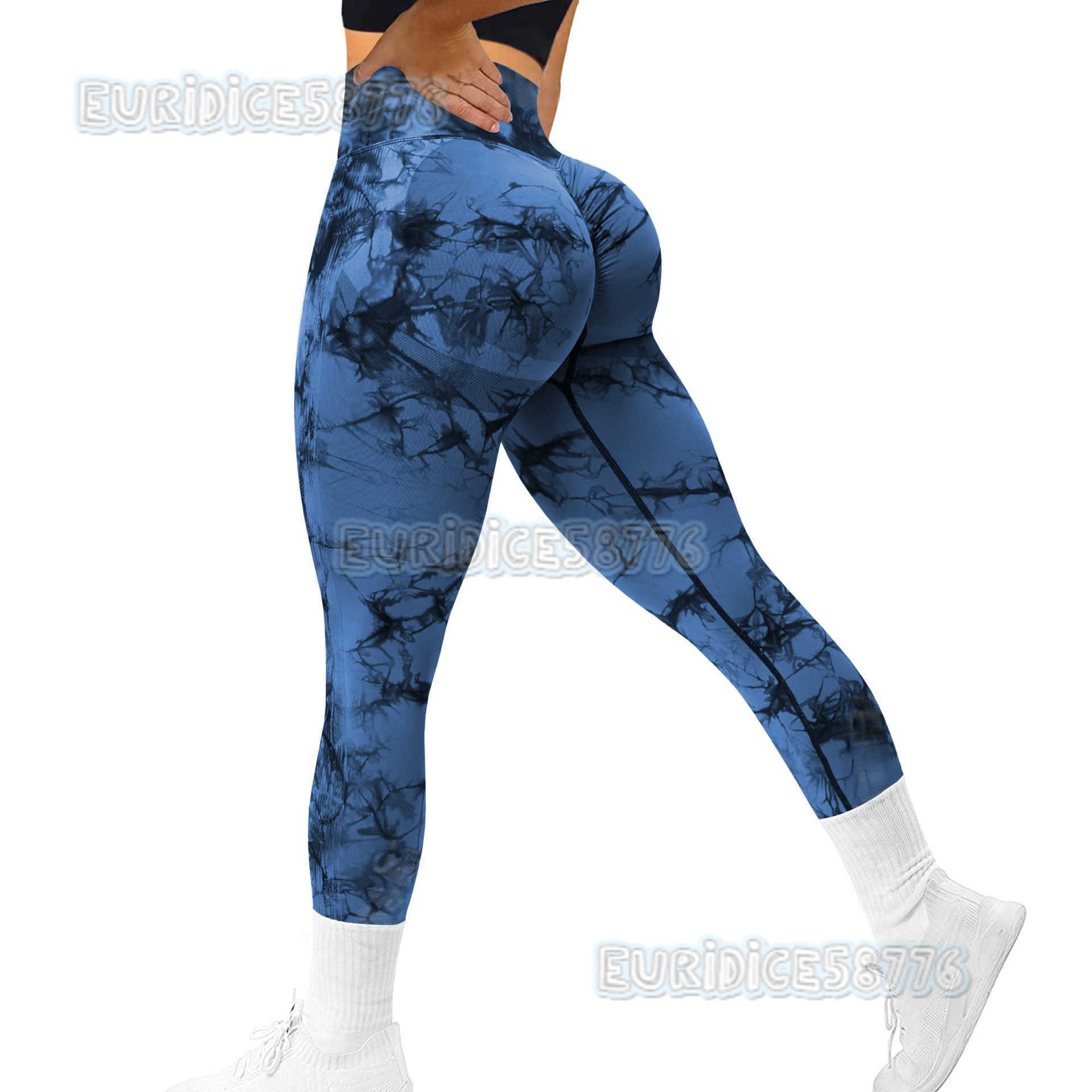 Seamless Tie-dye Yoga Pants High Waist Honey Peach Hip Tights High Elastic Fitness Pants H250806