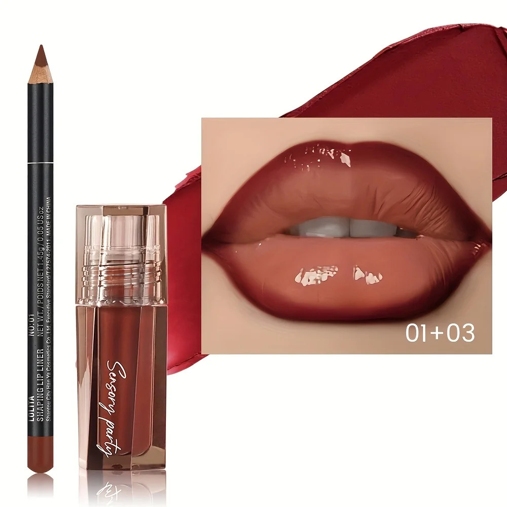 Hydrating Lip Gloss Lip Liner Set - Define Your Lips with 3D PrecisionPerfectly Versatile for Every Makeup Style 250805