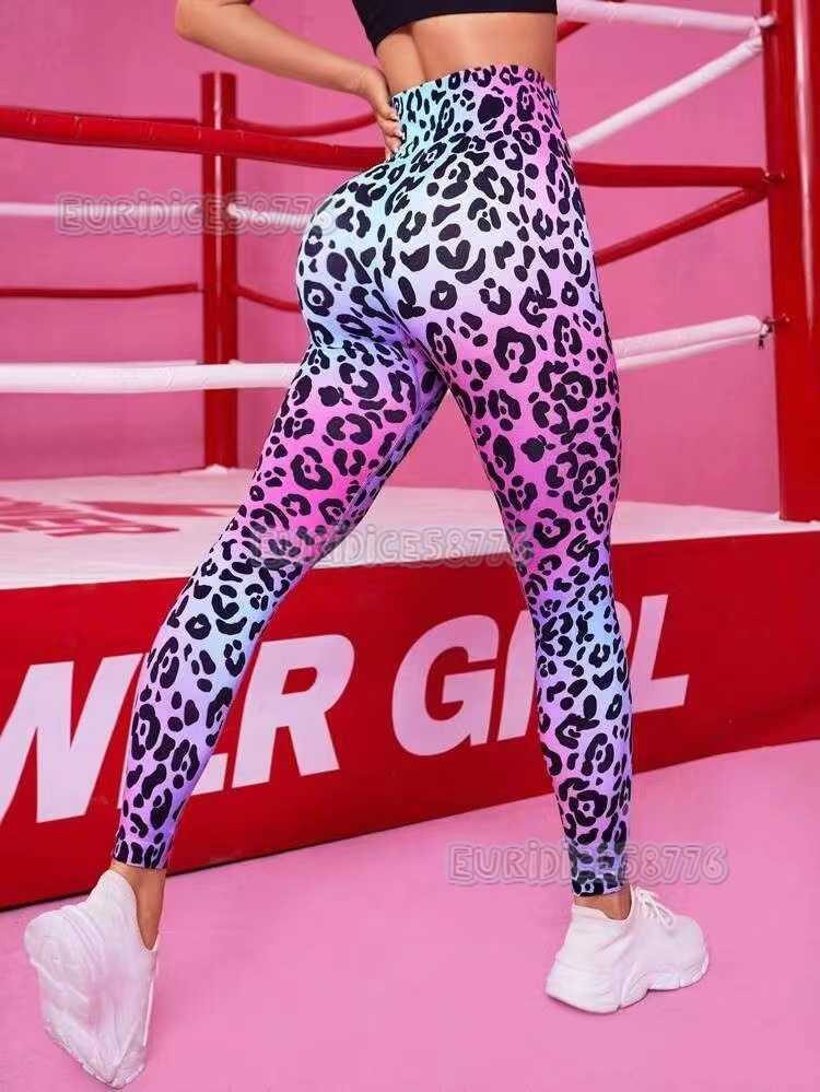2025 New Leopard Print Yoga Pants Outdoor Sports Hip Lift Women High Waist Tight Yoga Pants H250806